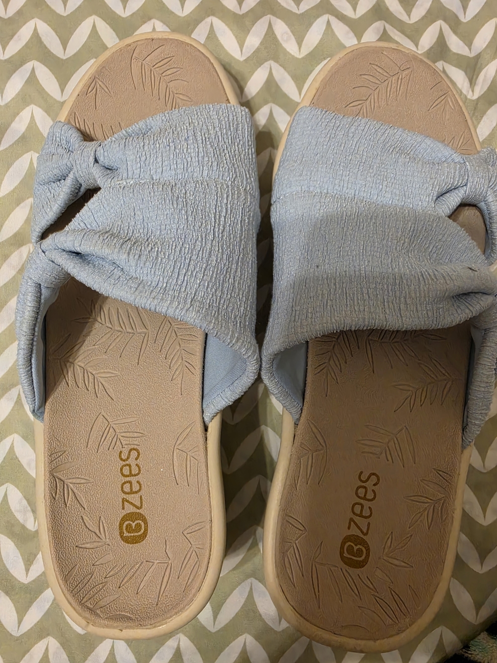 Bzees Light Blue Knotted Slide Sandals